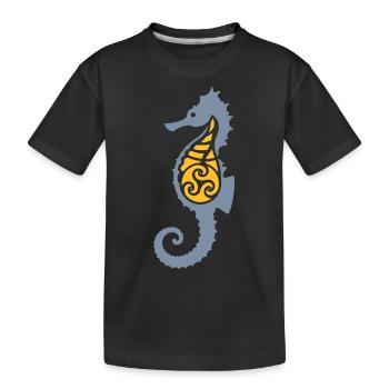 Tribal Seahorse - Kids' Premium Organic T-Shirt - black - Front