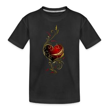 Cœur avec ornement en or - T-shirt bio Premium Enfant - noir - Devant