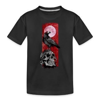 Nocturnal Omen: Raven on Skull with Moon - Kids' Premium Organic T-Shirt - black - Front