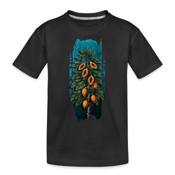 Tropische Prämie: Papayabaum - Kinder Premium Bio T-Shirt - Schwarz - Vorne