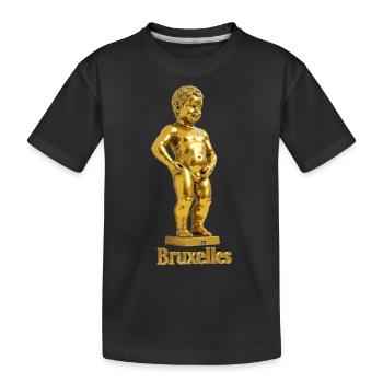 Manneken Pis de Bruxelles en or - T-shirt bio Premium Enfant - noir - Devant
