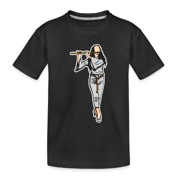 Croquis flûtiste - T-shirt bio Premium Enfant - noir - Devant