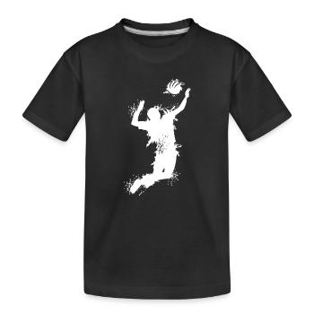 Volleyball Angriff Explosion Beachvolleyball Logo - Kinder Premium Bio T-Shirt - Schwarz - Vorne