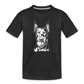 Doberman Ball Ball Junkie Dogs Wilsigns - Kids' Premium Organic T-Shirt - black - Front
