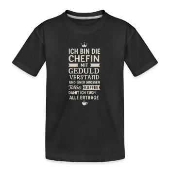 Patron avec de la patience et du café - T-shirt bio Premium Enfant - noir - Devant