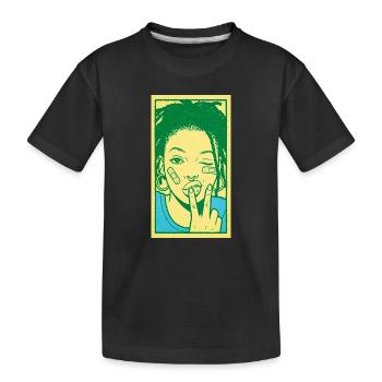 Portrait féminin noir #7 - T-shirt bio Premium Enfant - noir - Devant