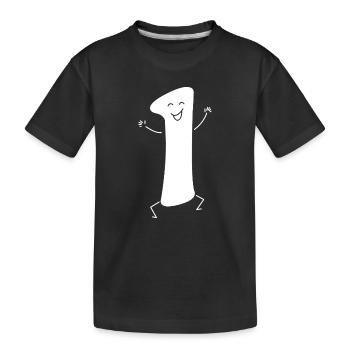 Lustige Eins: Minimalistische Ziffer 1 | Erster - Kinder Premium Bio T-Shirt - Schwarz - Vorne