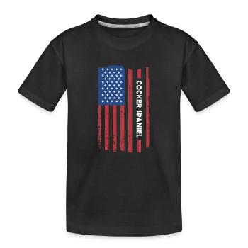 Chien Corgi Us drapeau - T-shirt bio Premium Enfant - noir - Devant