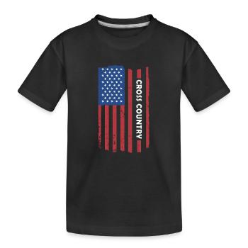 Rider Us Flag Cross Country - Kinder Premium Bio T-Shirt - Schwarz - Vorne