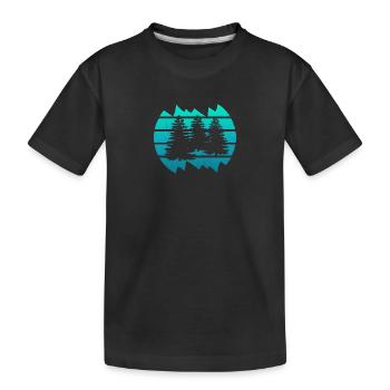 Wald Sonnenuntergang - Outdoor wandern - Kinder Premium Bio T-Shirt - Schwarz - Vorne