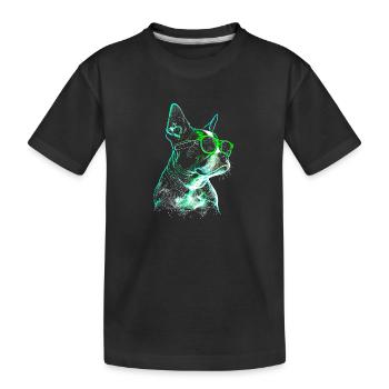Cooler futuristischer Hund mit grüner Sonnenbrille - Kinder Premium Bio T-Shirt - Schwarz - Vorne