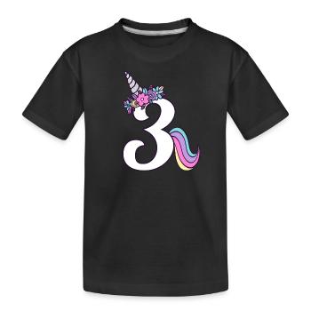3. Geburtstag Kleines Einhorn Mädchen 3 Jahre alt - Kinder Premium Bio T-Shirt - Schwarz - Vorne
