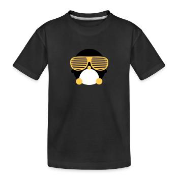 penguin with glasses - Kids' Premium Organic T-Shirt - black - Front