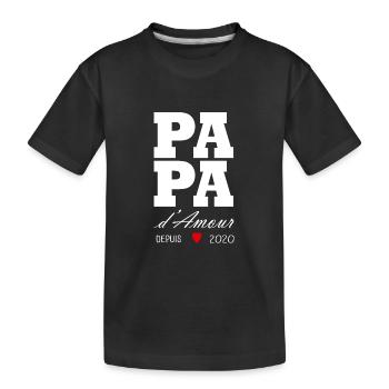 Papa d amour depuis 2020 - T-shirt bio Premium Enfant - noir - Devant