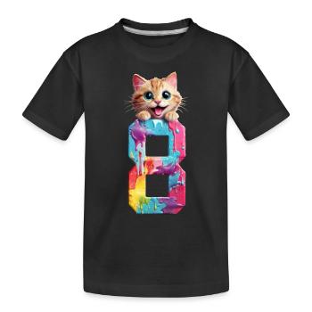 8 YEARS OLD CAT 8TH BIRTHDAY - Kids' Premium Organic T-Shirt - black - Front