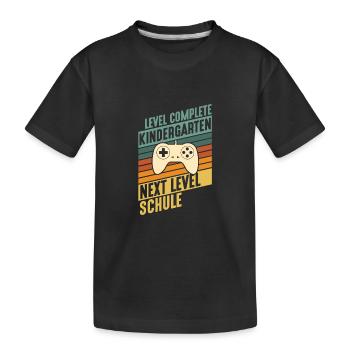 Kindergarten Level komplett Einschulung Schulkind - Kinder Premium Bio T-Shirt - Schwarz - Vorne