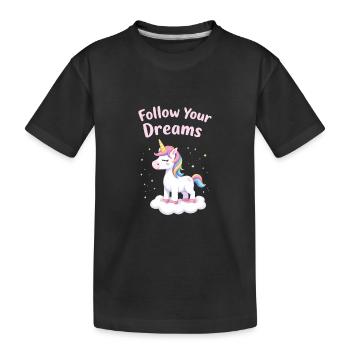 Folgen Sie Ihren Träumen Einhorn-Inspiration - Kinder Premium Bio T-Shirt - Schwarz - Vorne