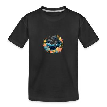 Three Dolphins under Water - Kids' Premium Organic T-Shirt - black - Front
