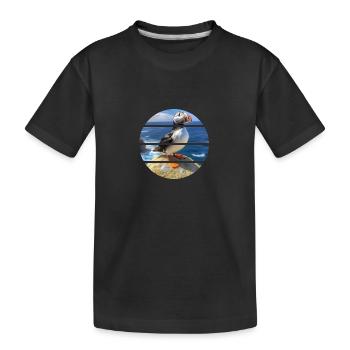 Macareux sur une falaise - T-shirt bio Premium Enfant - noir - Devant