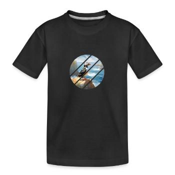 Macareux sur une falaise - T-shirt bio Premium Enfant - noir - Devant