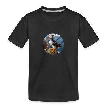 Macareux sur une falaise - T-shirt bio Premium Enfant - noir - Devant