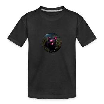 Tasmanian devil in the grass - Kids' Premium Organic T-Shirt - black - Front
