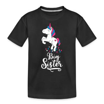 Big Unicorn Sister -Große Einhorn Schwester-Sterne - Kinder Premium Bio T-Shirt - Schwarz - Vorne