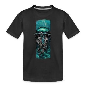 Dérive azur : conception de méduse cyan - T-shirt bio Premium Enfant - noir - Devant
