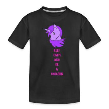 unicorn keep calm - Kids' Premium Organic T-Shirt - black - Front