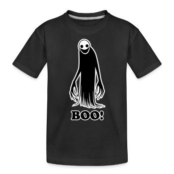 Gruselige Schattenfigur Illustration - Buh! Entwurf - Kinder Premium Bio T-Shirt - Schwarz - Vorne