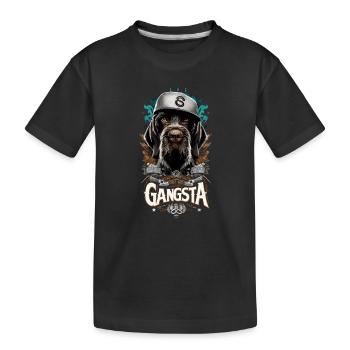 Deutsch Drahthaar Gangsta Hund Geschenk - Kinder Premium Bio T-Shirt - Schwarz - Vorne