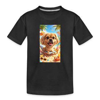 Amusement de chiens de plage au soleil - T-shirt bio Premium Enfant - noir - Devant