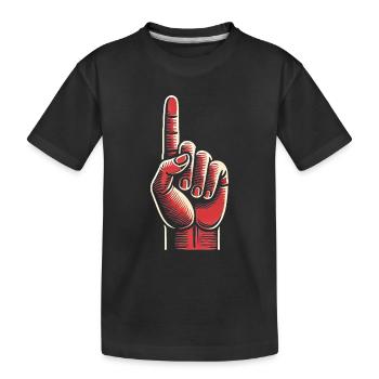 Bold Red Hand Gesture Design - Kids' Premium Organic T-Shirt - black - Front