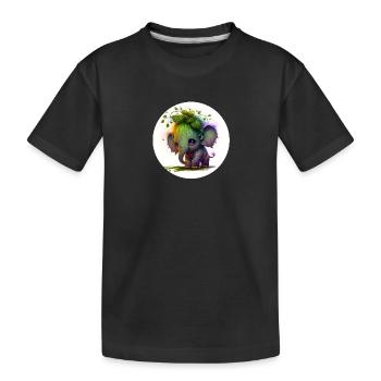 Animal fantasy elephant and cute - Kids' Premium Organic T-Shirt - black - Front