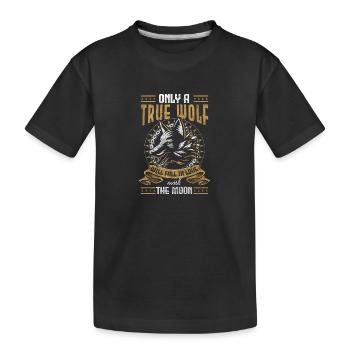 Wölfe Rudel Mond Natur - Kinder Premium Bio T-Shirt - Schwarz - Vorne