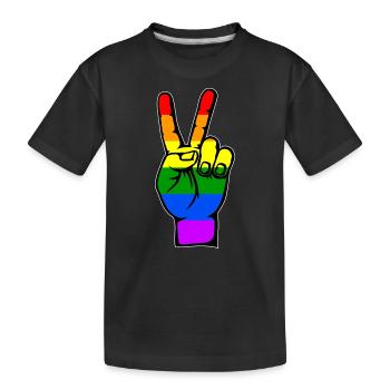 Drapeau LGBT Paix Victoire Symbole - T-shirt bio Premium Enfant - noir - Devant