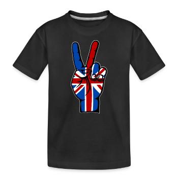 Britische Flagge Frieden Victory Symbol - Kinder Premium Bio T-Shirt - Schwarz - Vorne