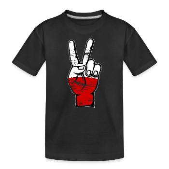 Symbole de victoire de la paix du drapeau de la Pologne utilisé - T-shirt bio Premium Enfant - noir - Devant