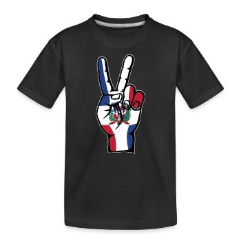 Dominican Republic Victory Symbol - Kids' Premium Organic T-Shirt - black - Front