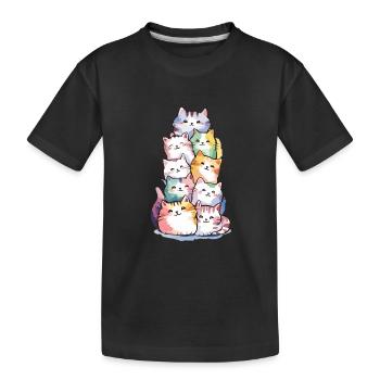 Liebenswerter Stapel bunter Katzen für - Kinder Premium Bio T-Shirt - Schwarz - Vorne