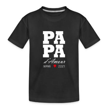 Papa d amour depuis 2021 - T-shirt bio Premium Enfant - noir - Devant