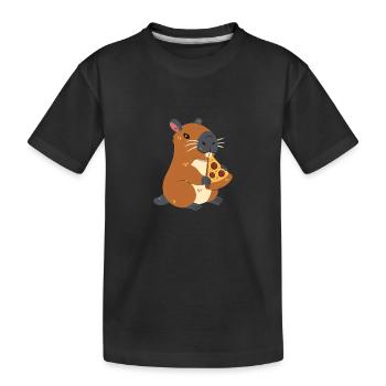 Capybara à la pizza - T-shirt bio Premium Enfant - noir - Devant