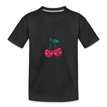 Mila und Milo – Kuschelkirschen - Kinder Premium Bio T-Shirt - Schwarz - Vorne