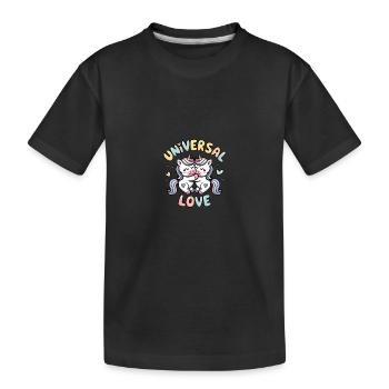 Ernie and Elli Unicorn Happiness – Universal Love - Kids' Premium Organic T-Shirt - black - Front
