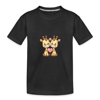Giraffe Paar Liebe Valentinstag - Kinder Premium Bio T-Shirt - Schwarz - Vorne