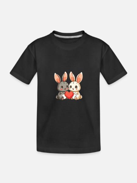 Couple de lapins Amour Pâques Saint-Valentin - T-shirt bio Premium Enfant - noir