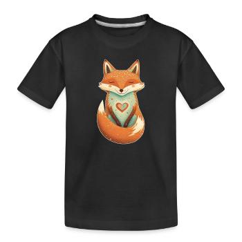 Fox Forest Animaux Amour Coeur Nature Animal Enfant Bébé - T-shirt bio Premium Enfant - noir - Devant