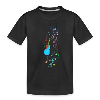 Musique, clef, étoiles, or, guitare, coloré - T-shirt bio Premium Enfant - noir - Devant