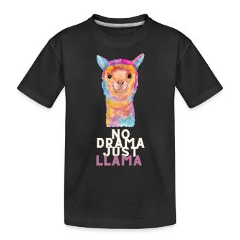 no drama just llama Geschenkidee Tiere - Kinder Premium Bio T-Shirt - Schwarz - Vorne