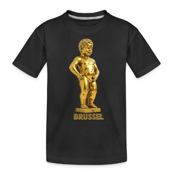 Manneken pis Brussels gold - Kids' Premium Organic T-Shirt - black - Front